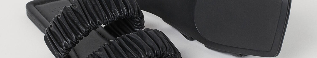 Buy H&M Women Black Imitation Leather Slides - Flats for Women 14364646 ...