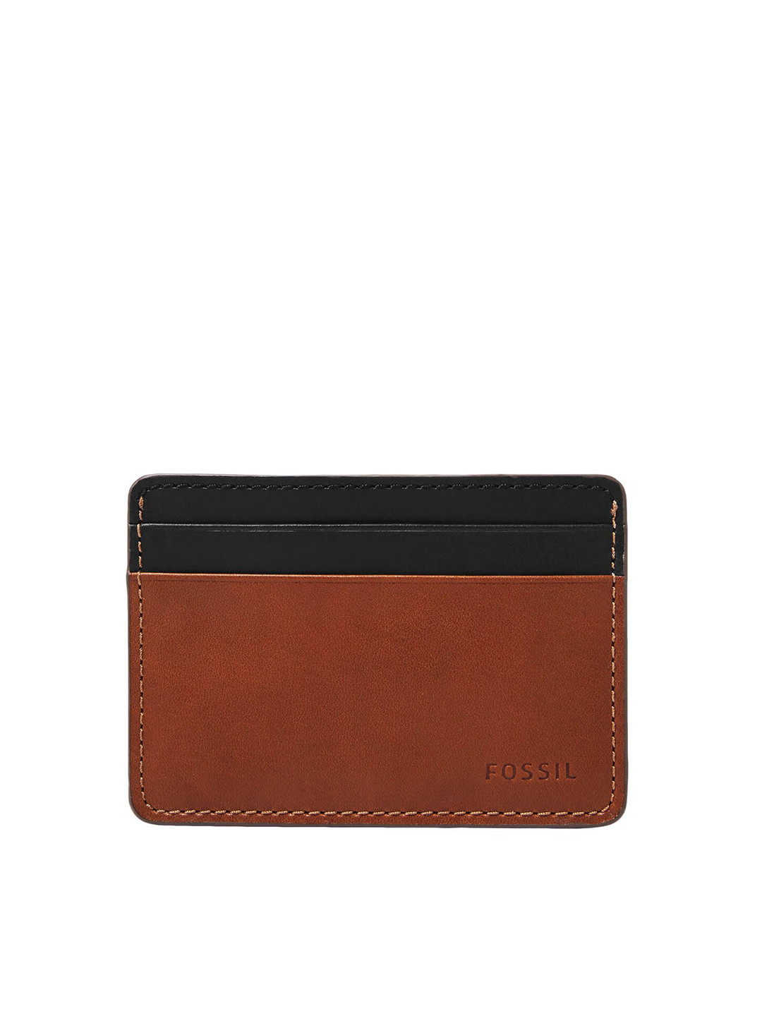 Buy Fossil Men Black & Brown Colourblocked Leather Card Holder