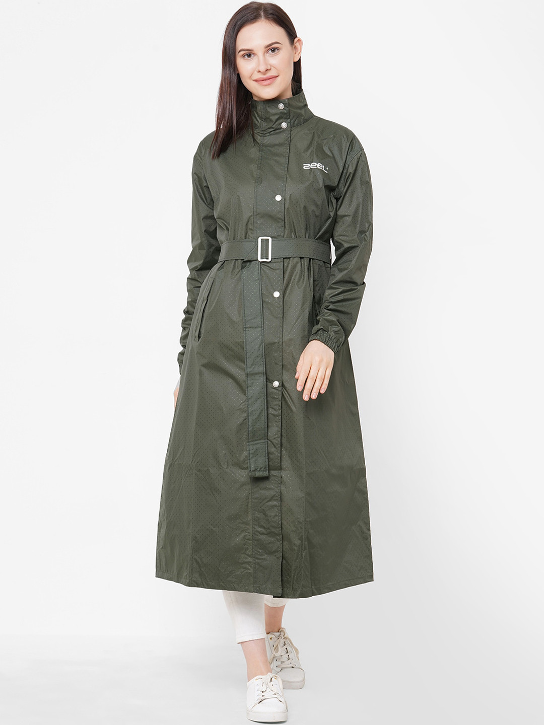Buy Zeel Women Olive Green Solid Rain Jacket Rain Jacket for Women