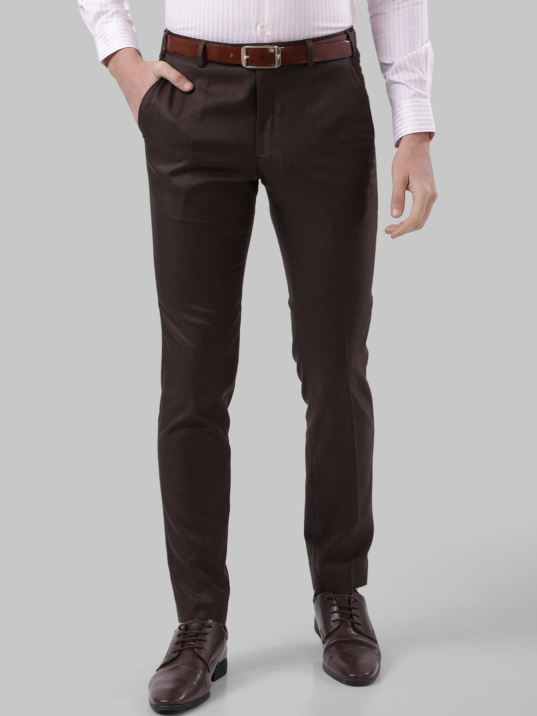 Buy Next Look Men Brown Slim Fit Formal Trousers Trousers for Men