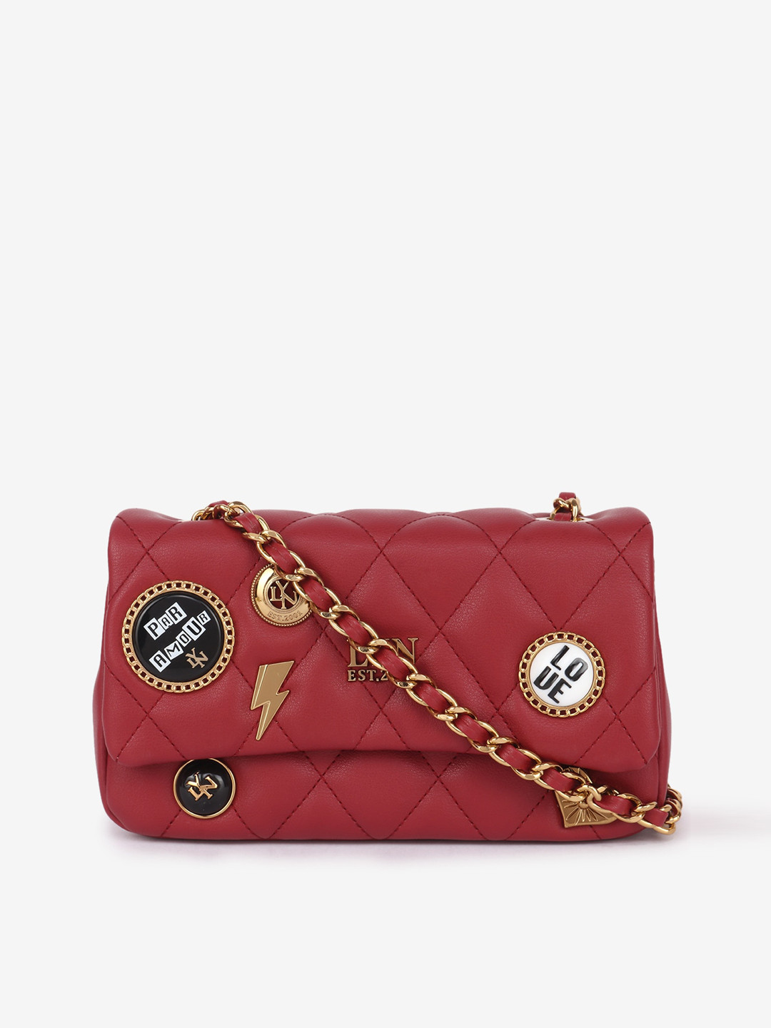 Buy LYN Red Embellished & Quilted Sling Bag Handbags for Women 14389796 Myntra