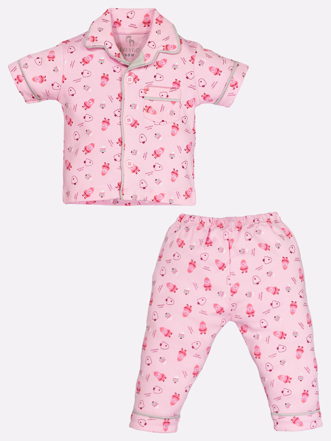 Buy BABY GO Girls Pink Abstract Night Suit Night Suits for Girls