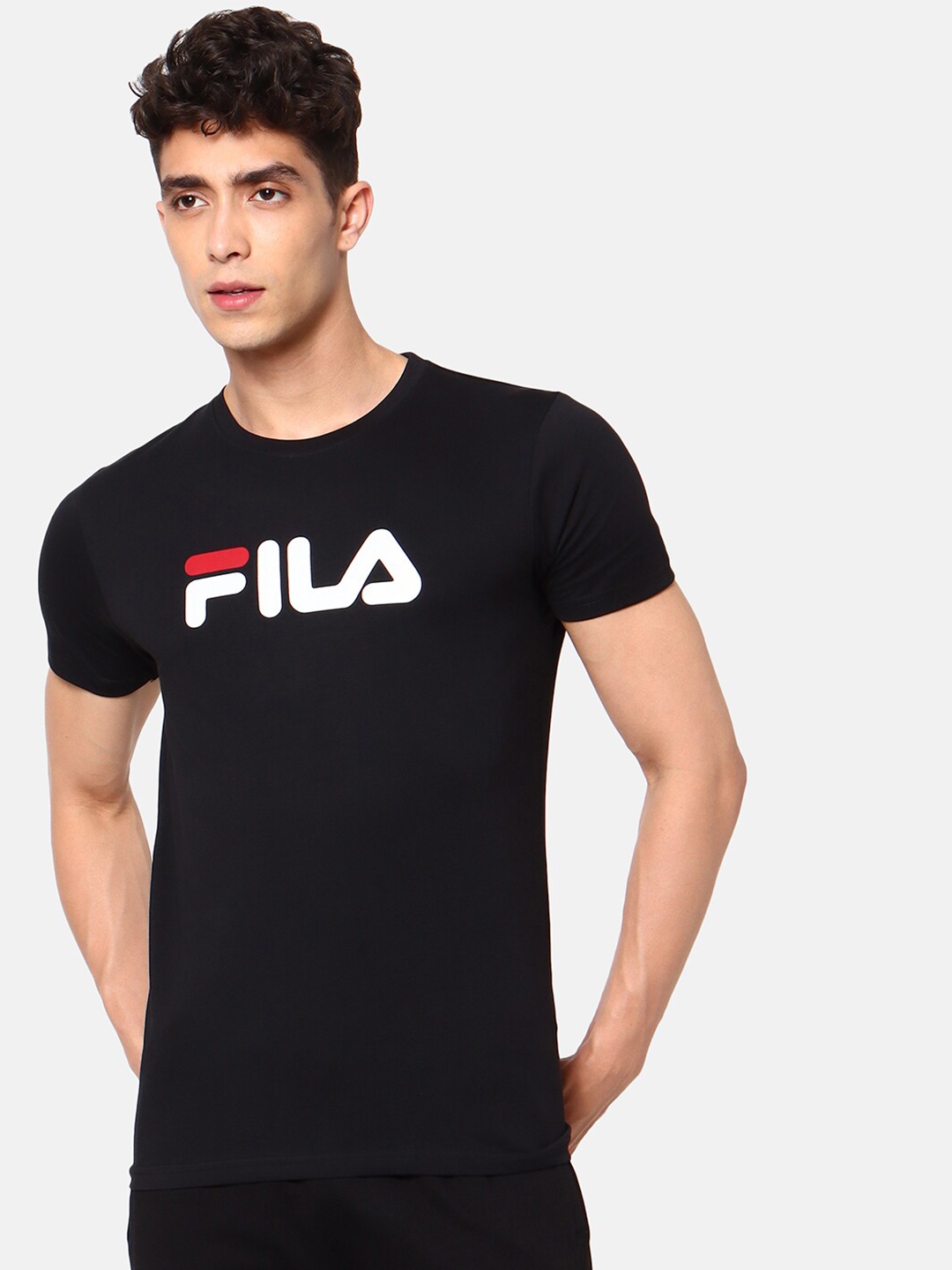 Buy FILA Men Black Pure Cotton Printed T Shirt - Tshirts for Men ...