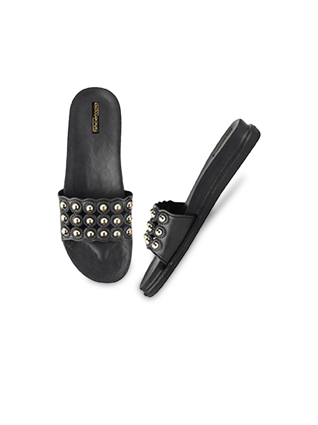 black embellished sliders