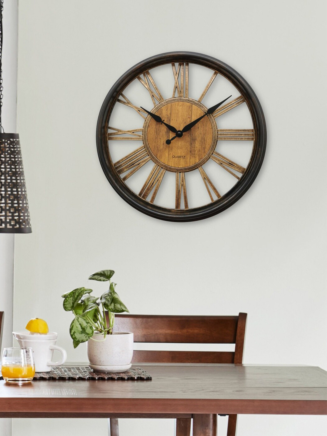 Buy Home Centre Brown & Black Textured Traditional 33 Cm Analogue Wall