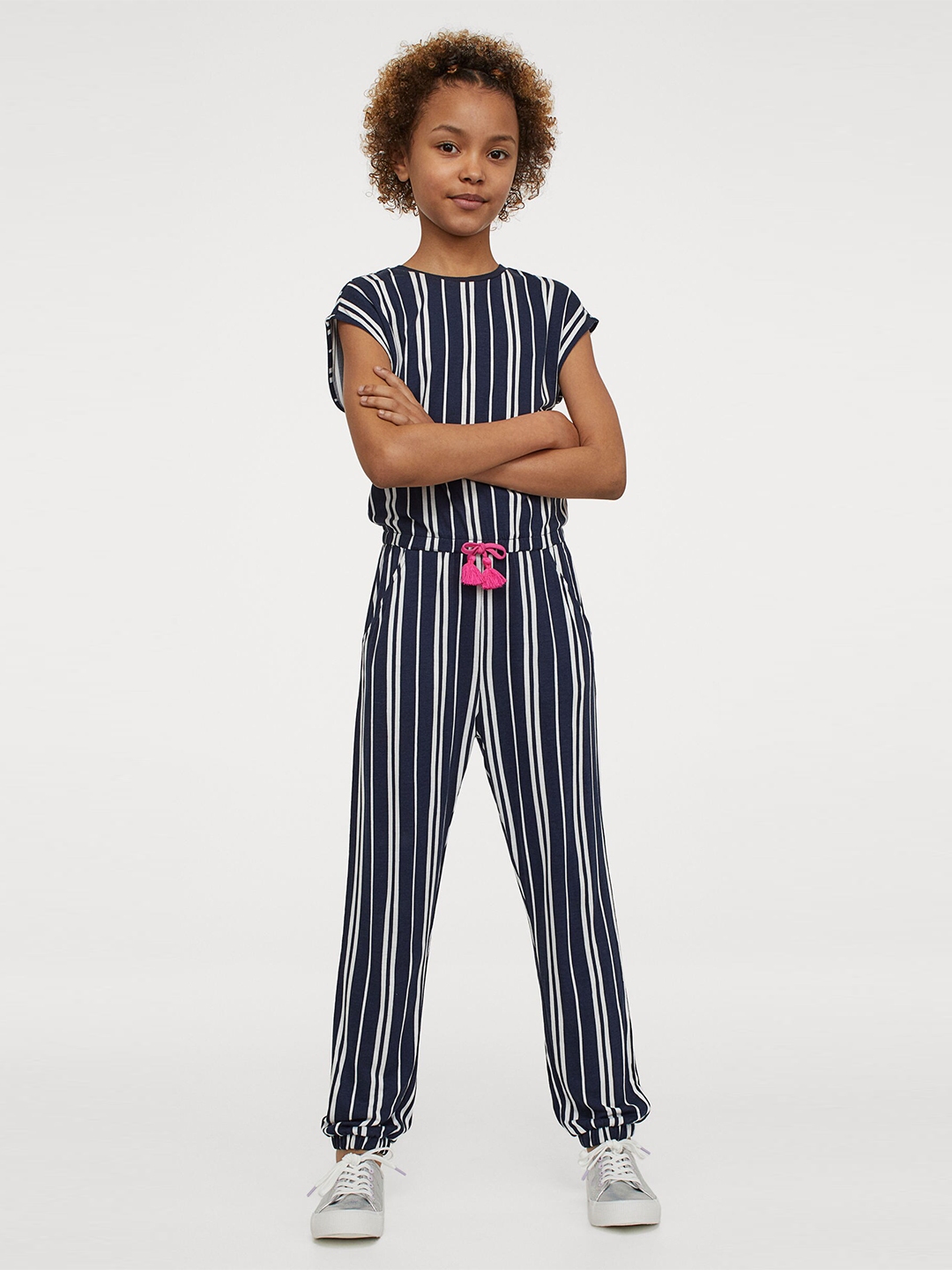 h&m blue and white striped pants