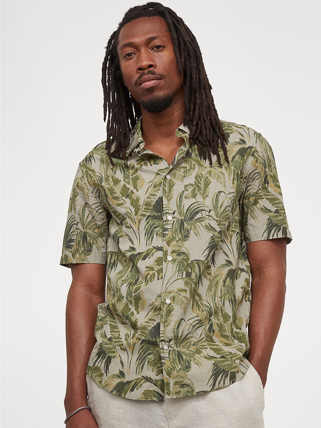 h&m green checked shirt