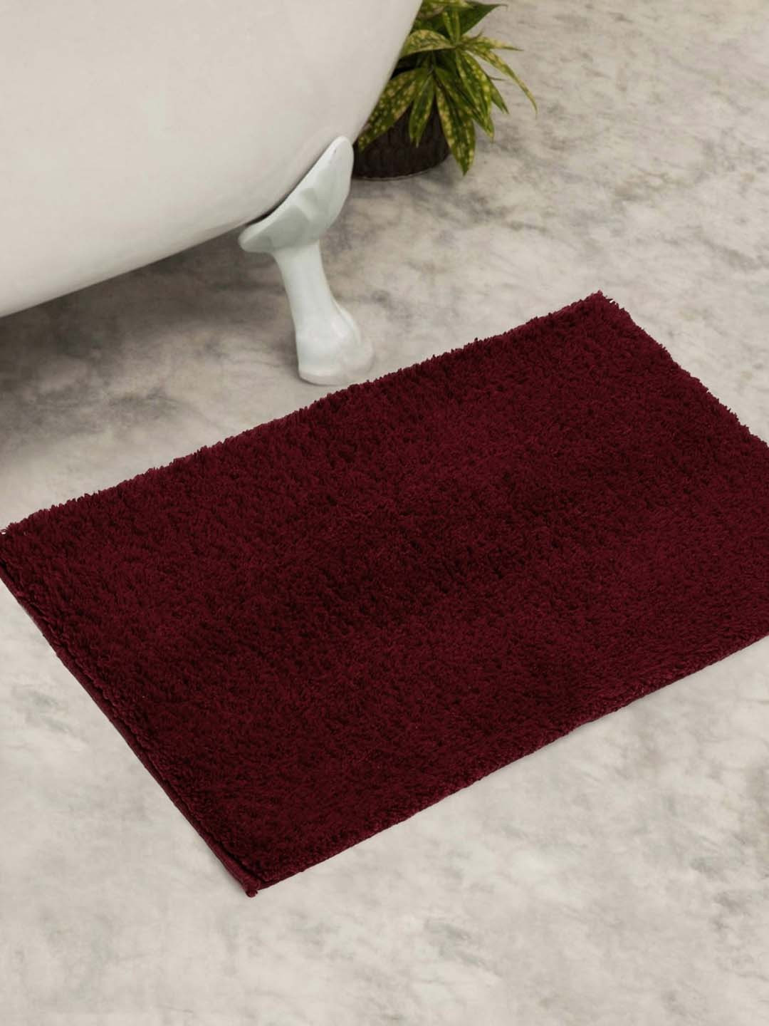 Buy Home Centre Burgundy Solid Colour ConnectRectangular Anti Skid Bath