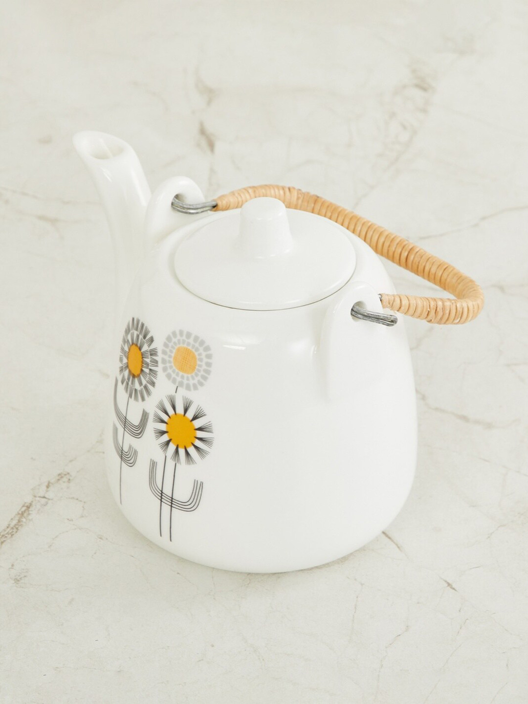 Buy Home Centre White Printed Bone China Kettle 1000 Ml Cups And Mugs