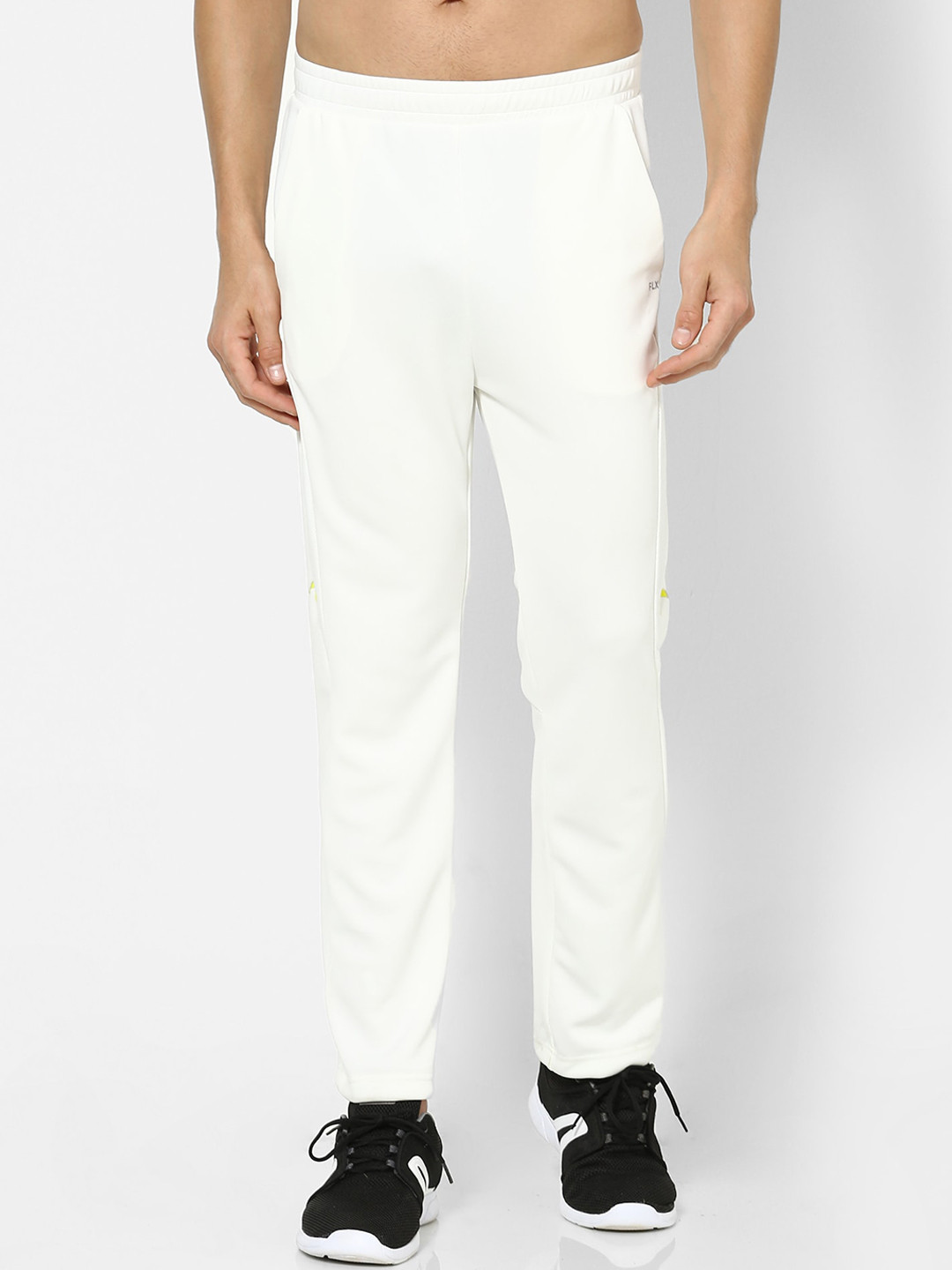Buy FLX By Decathlon Men White Solid Straight Fit Abrasion Resistant