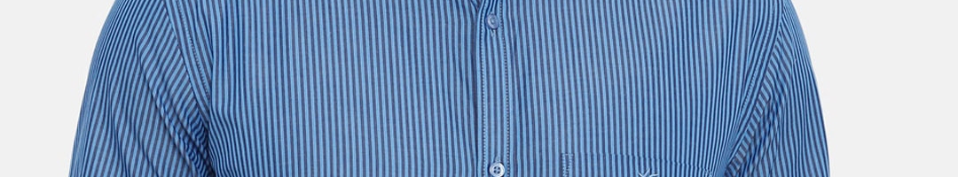 Buy CROYDON Men Blue Regular Fit Striped Cotton Formal Shirt - Shirts ...