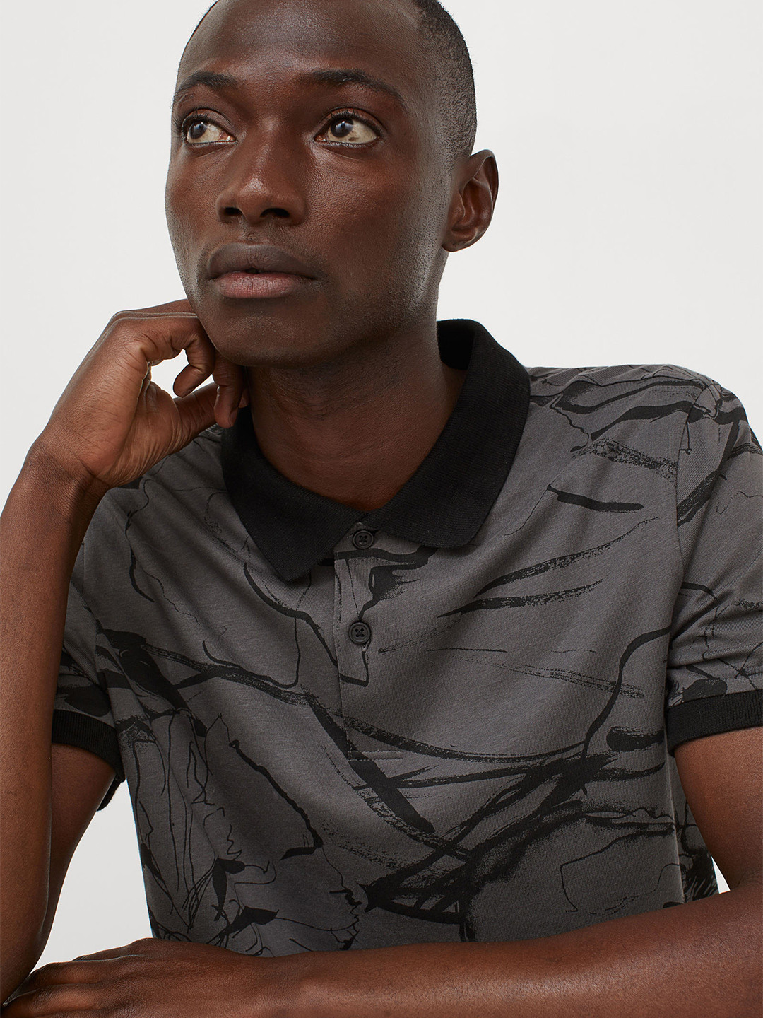 Buy HM Men Grey Polo Shirt Slim Fit Tshirts for Men 14420818 Myntra