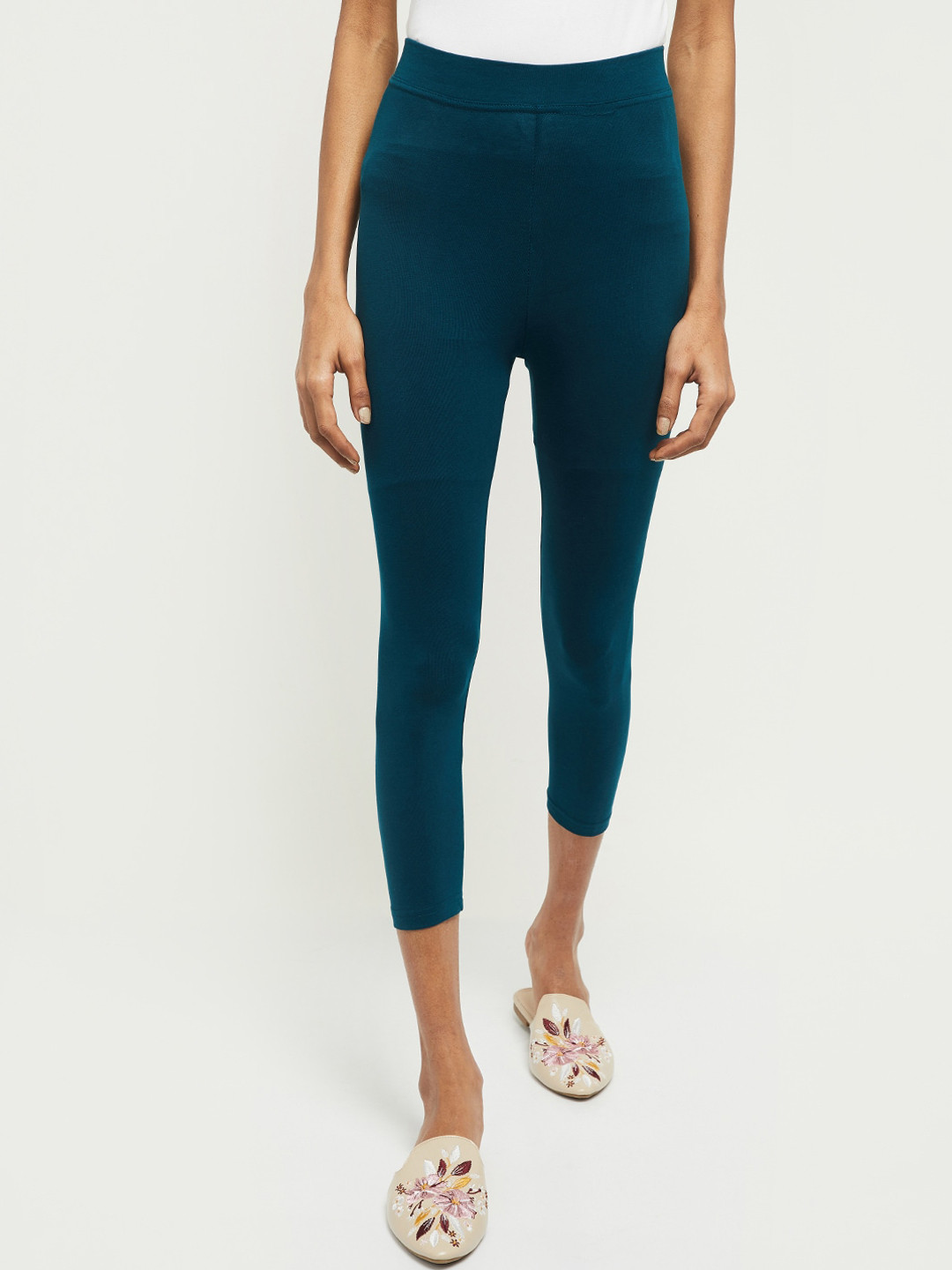 Buy Max Women Teal Blue Solid Three Fourth Length Leggings Leggings for Women 14426778 Myntra