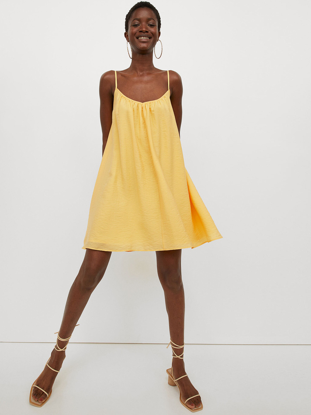 Buy H&M Yellow Airy Lyocell Blend Dress Dresses for Women 14420514