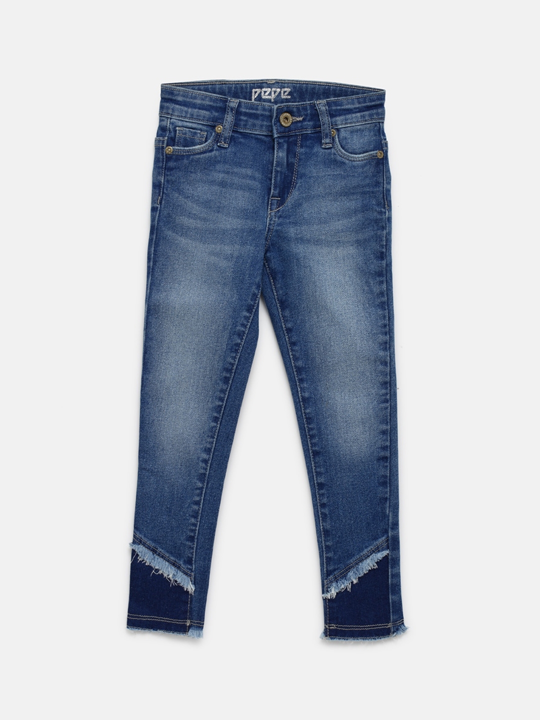 Buy Pepe Jeans Girls Blue Skinny Fit High Rise Clean Look Stretchable ...