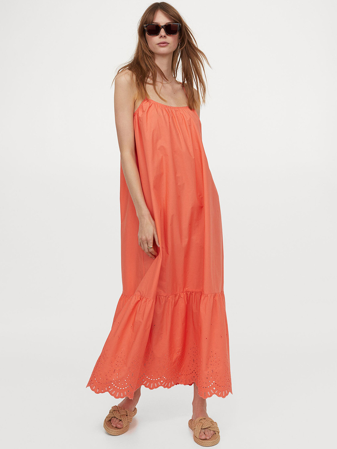 Buy H&M Women Orange Poplin Maxi Dress Dresses for Women 14232794