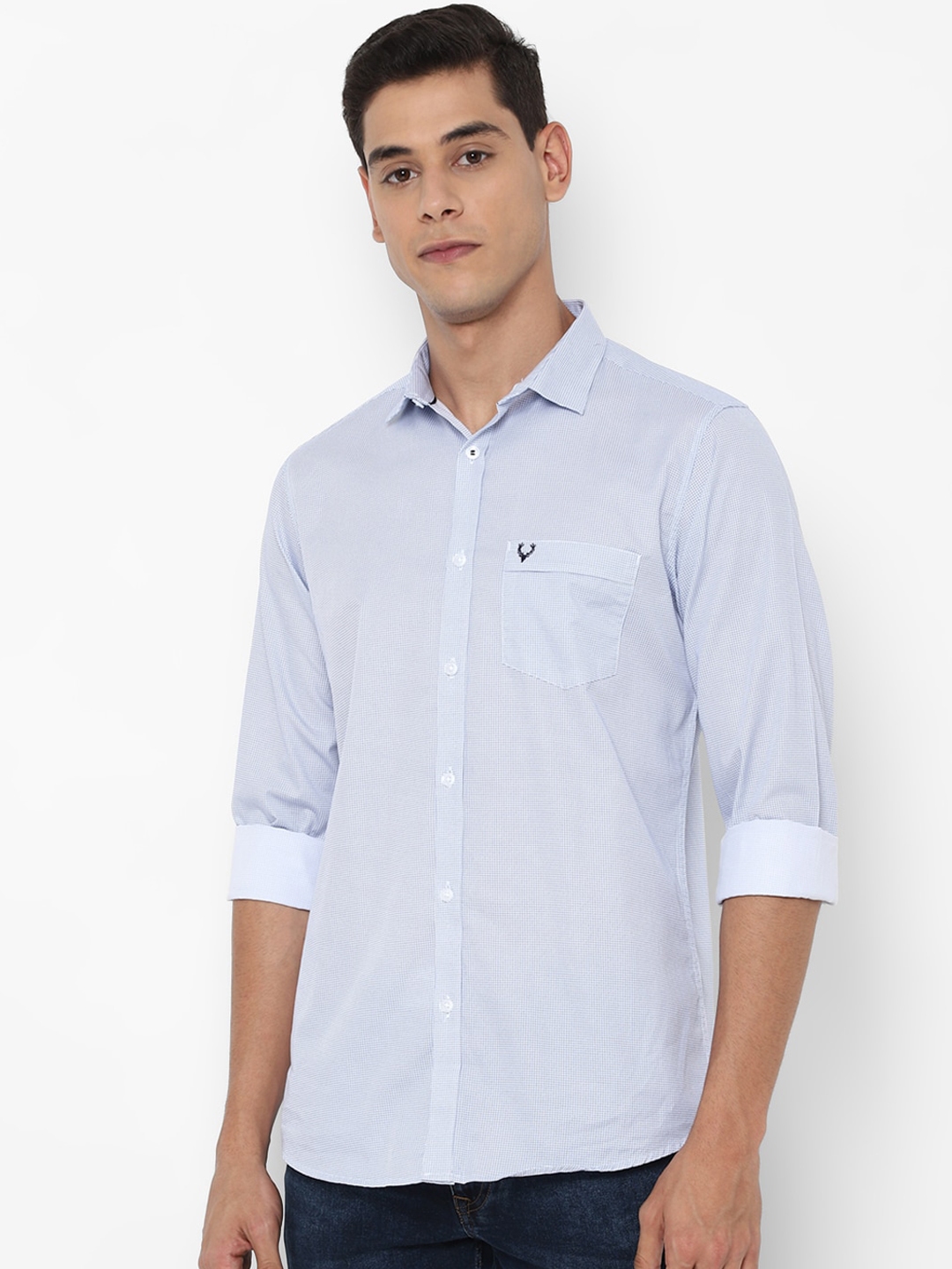 Buy Allen Solly Men Blue Slim Fit Printed Casual Shirt - Shirts for Men ...