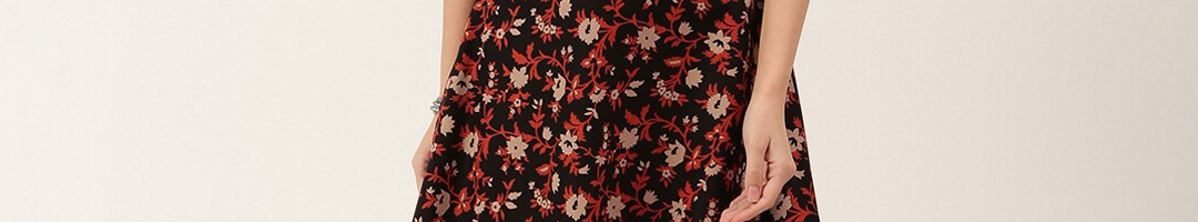 Buy Rustorange Women Black & Red Floral Printed Maxi Dress - Dresses ...