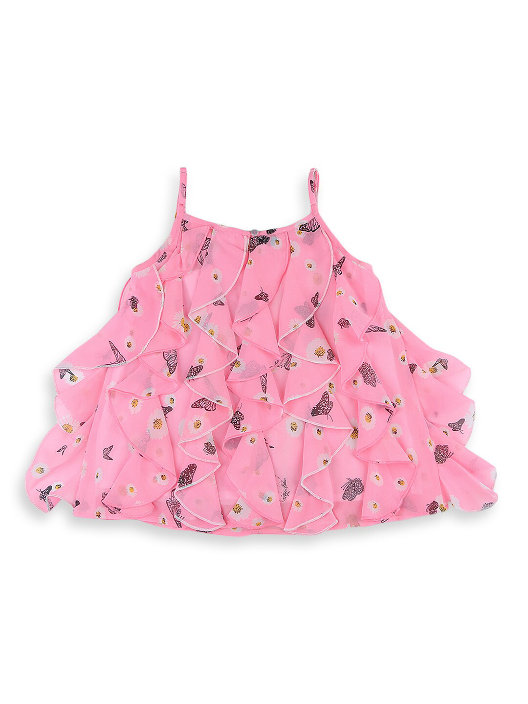 Buy Nauti Nati Pink Floral Tiered Top Tops for Girls 14245690 Myntra