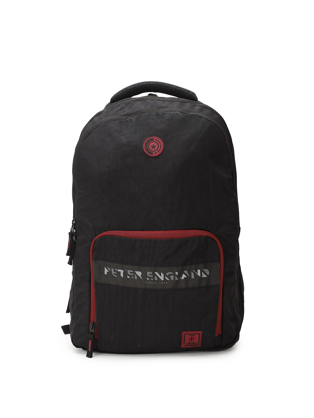 Buy Peter England Men Black & Maroon Typography Backpacks Backpacks