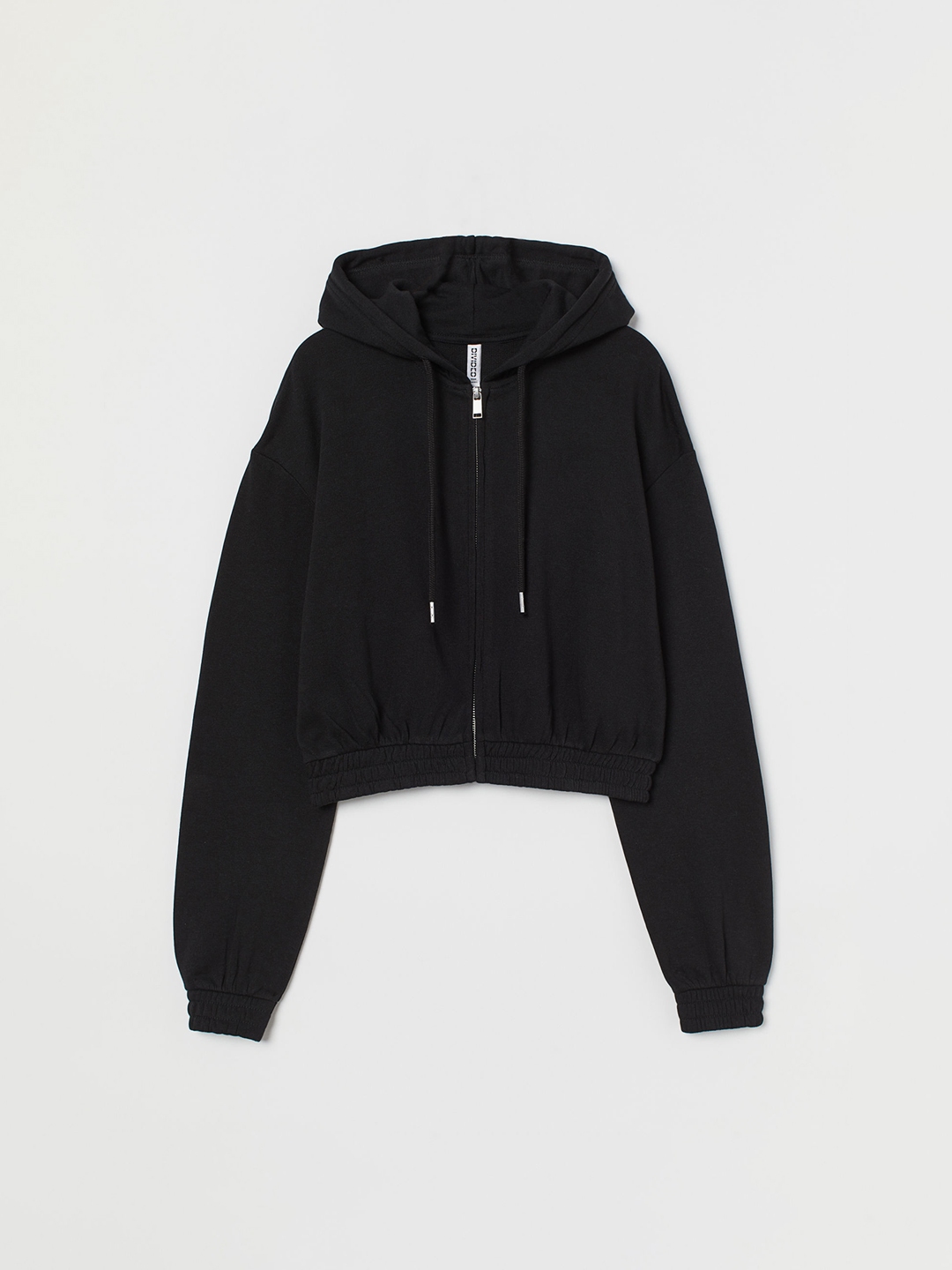Buy H&M Women Black Solid Cropped Zip Through Hoodie - Sweatshirts for ...