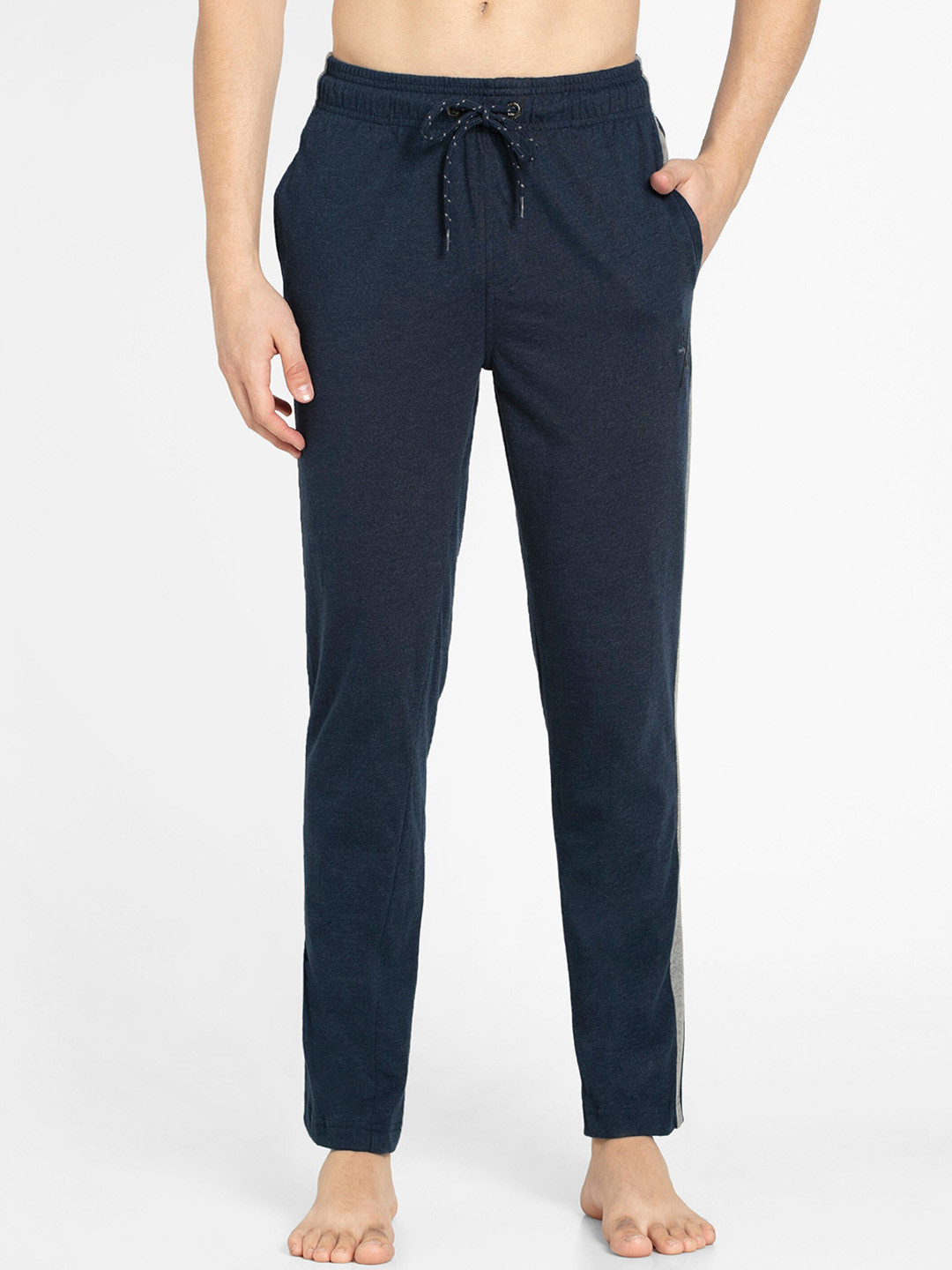 Buy Jockey Men Navy Blue Solid Cotton Straight Fit Track Pants Track