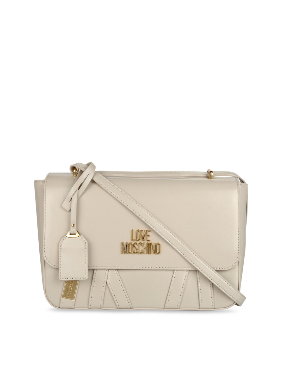 Buy LOVE MOSCHINO Cream Structured Sling Bag With Quilted Handbags
