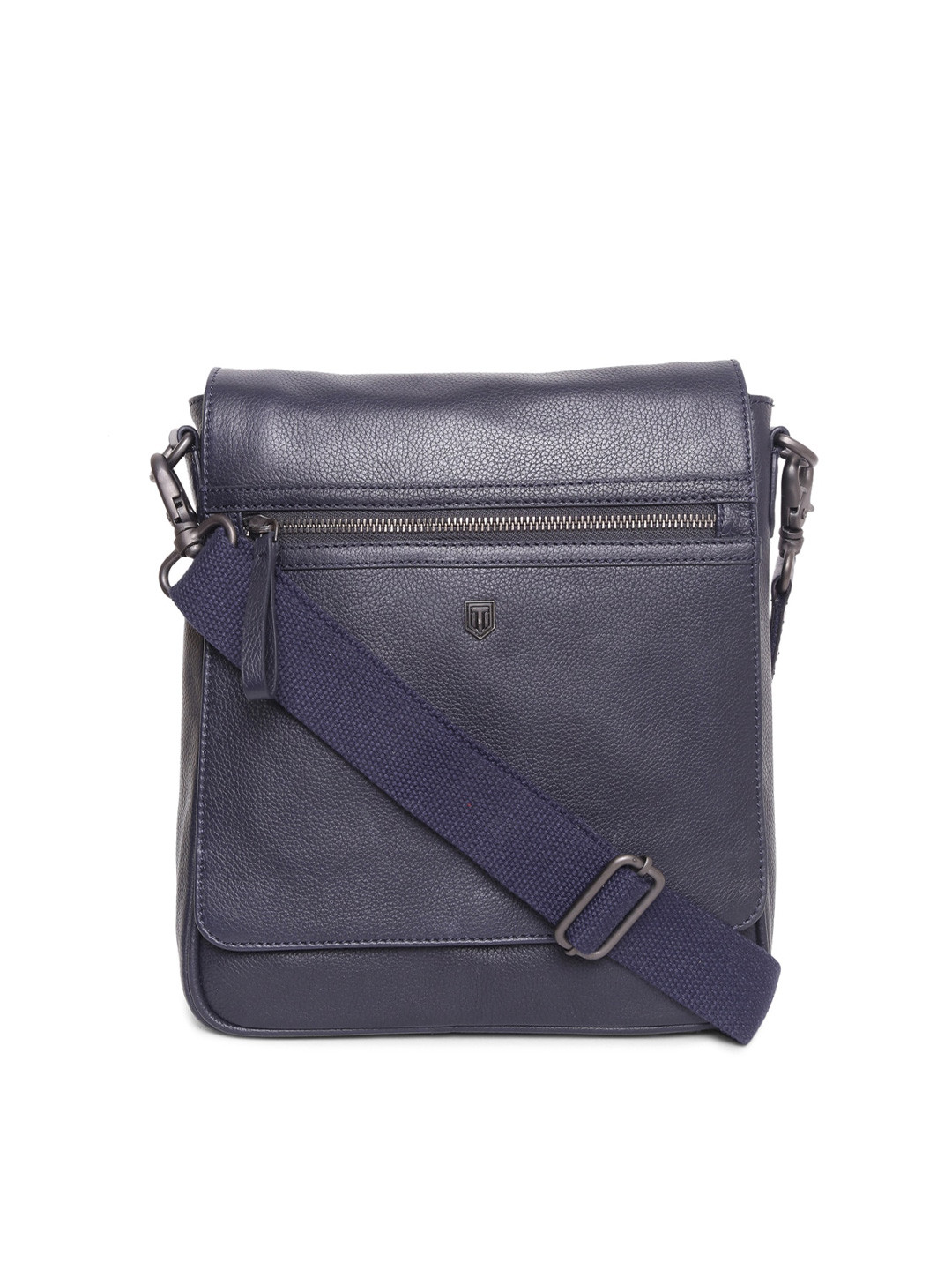 Buy TOM LANG LONDON Unisex Navy Blue Leather Messenger Bag Messenger