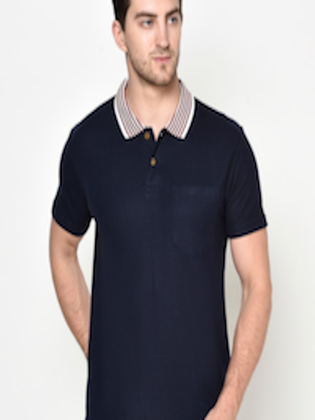 Buy ELEGANCE Men Navy Blue Polo Collar T Shirt - Tshirts for Men ...