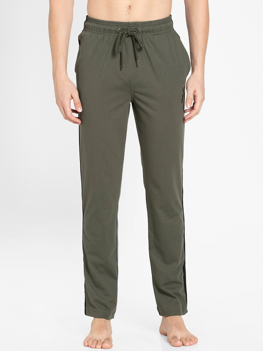Buy Jockey Men Olive Green & Black Straight Fit Lounge Pants Lounge