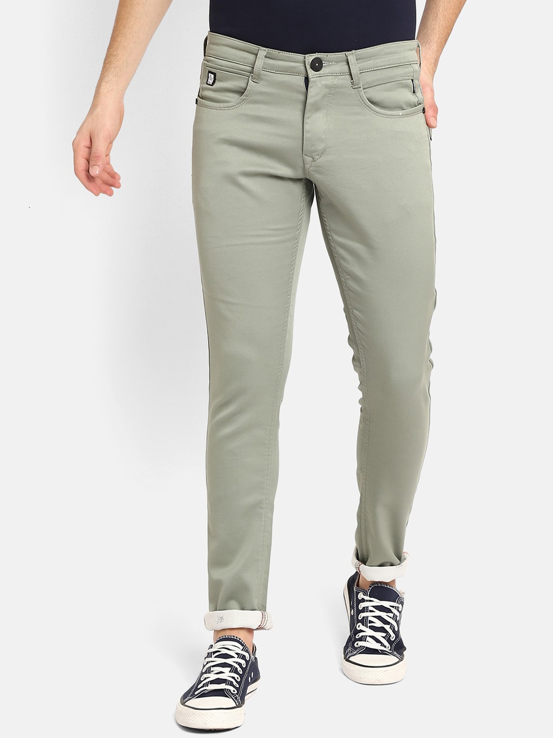 Buy V2 Value & Variety Men Green Solid Regular Trousers - Trousers for ...