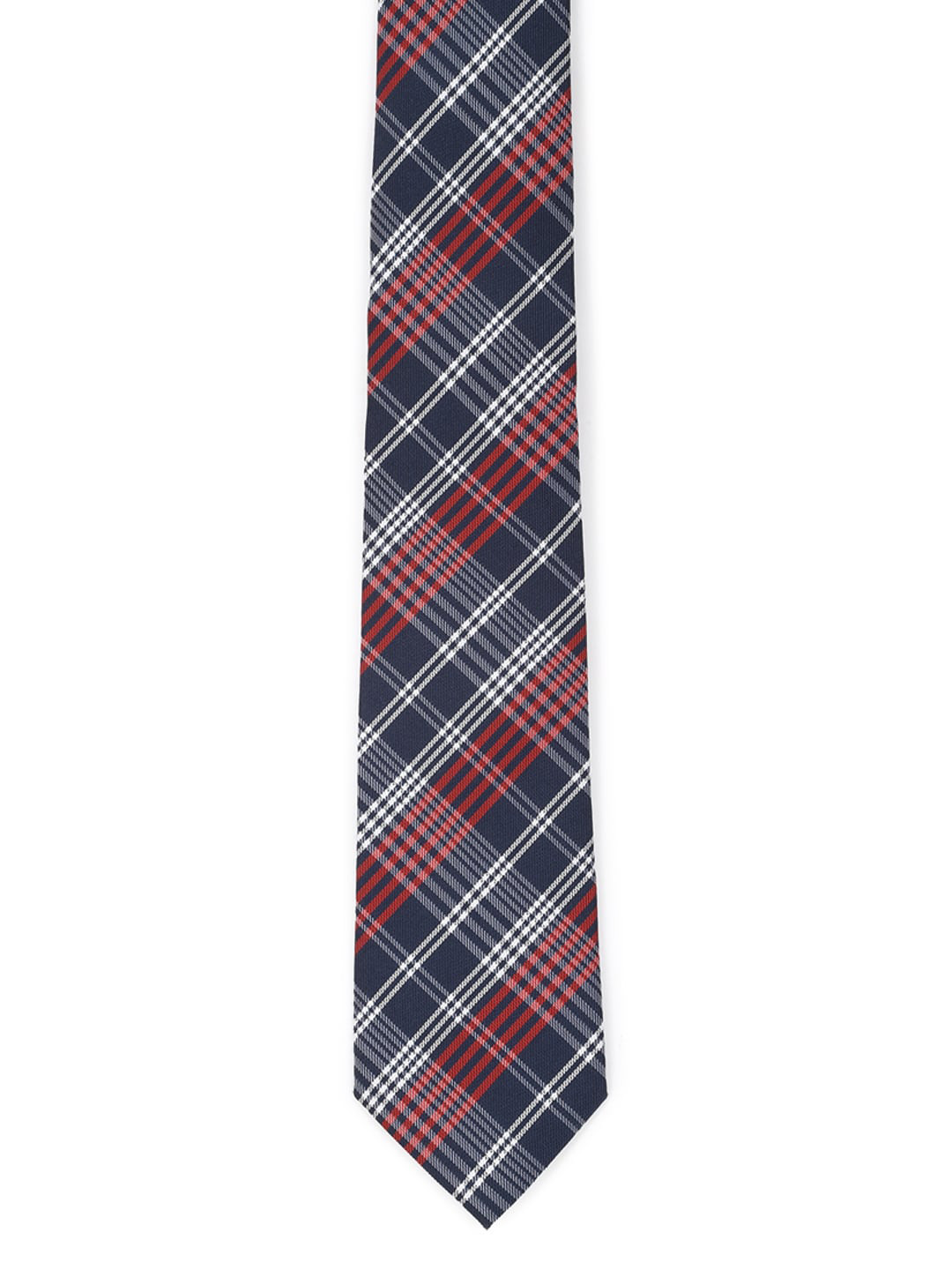 Buy Peter England Men Navy Blue & Red Checked Broad Tie Ties for Men