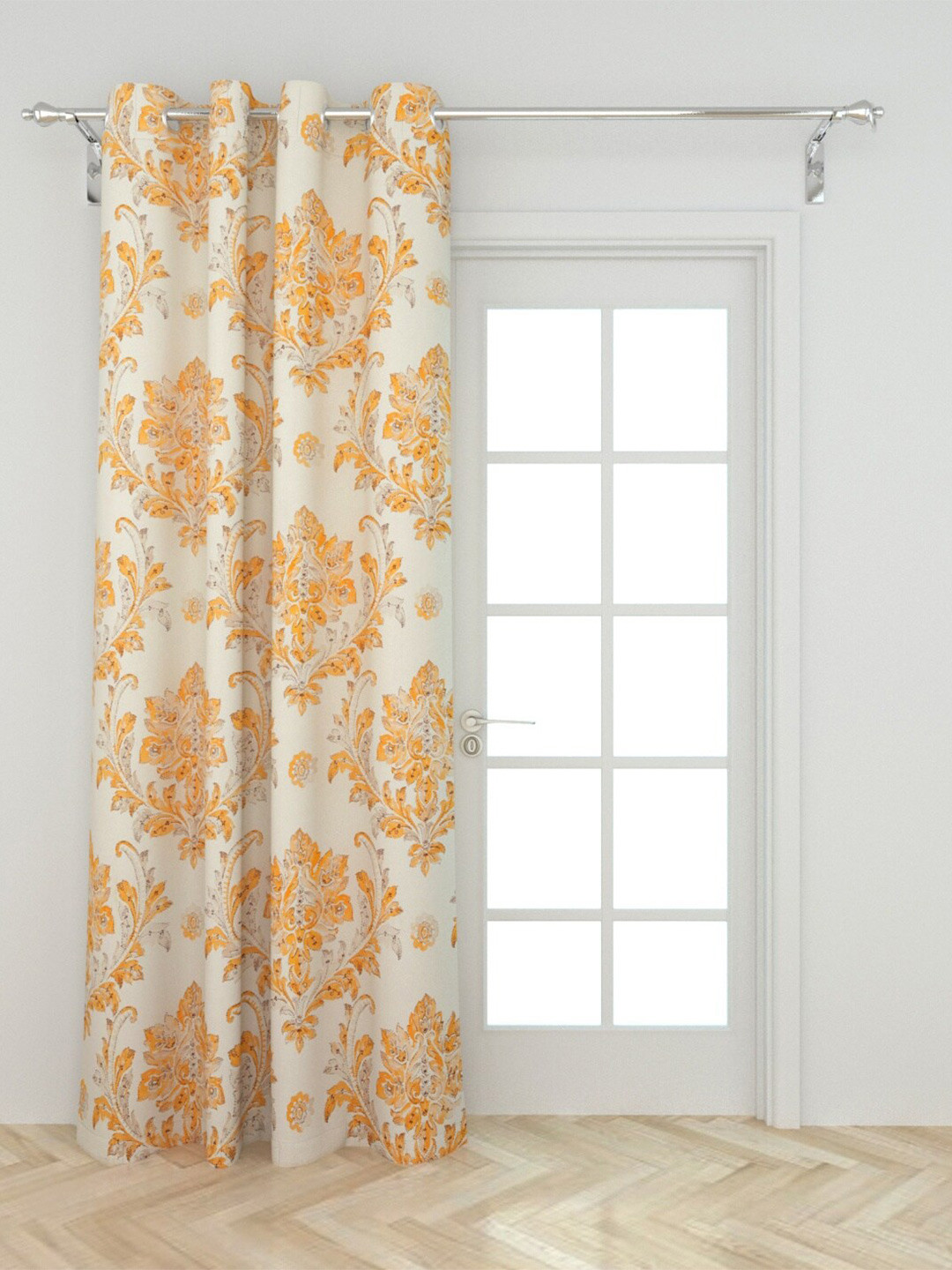Buy Home Centre White & Yellow Floral Door Curtain Curtains And