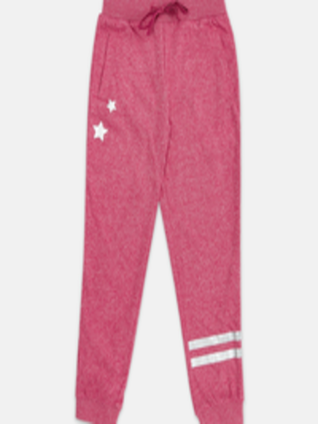 Buy Pantaloons Junior Girls Pink Melange Pure Cotton Joggers - Track ...