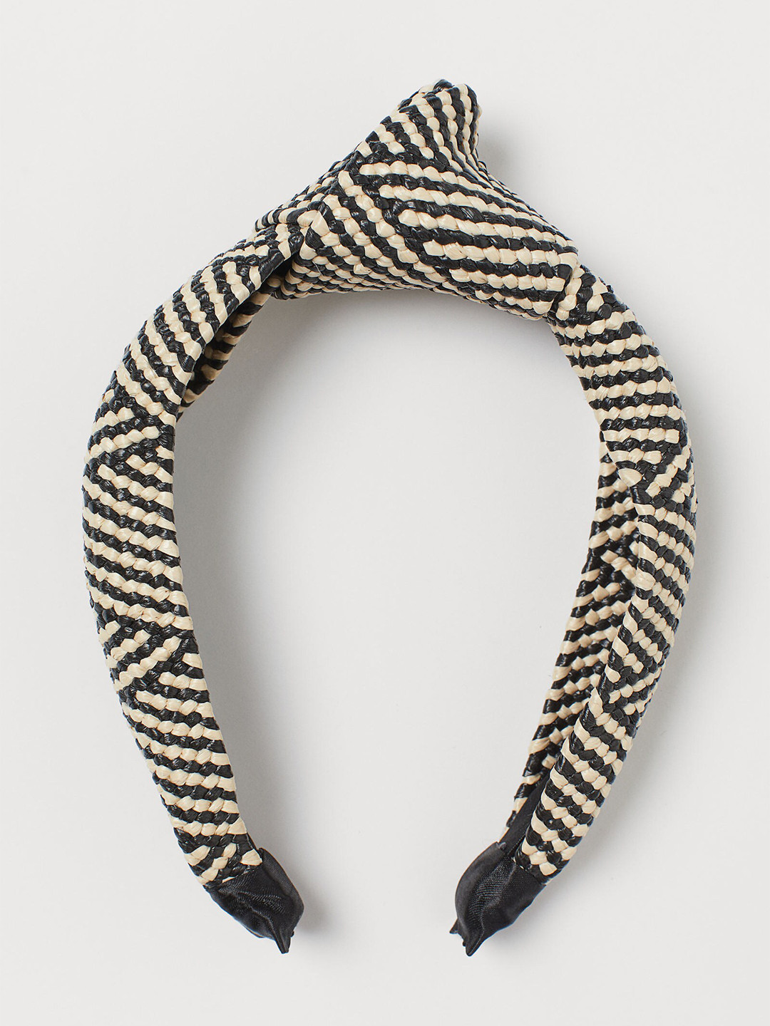 Buy H&M Women Beige & Black Striped Knot Detail Alice Band Hair