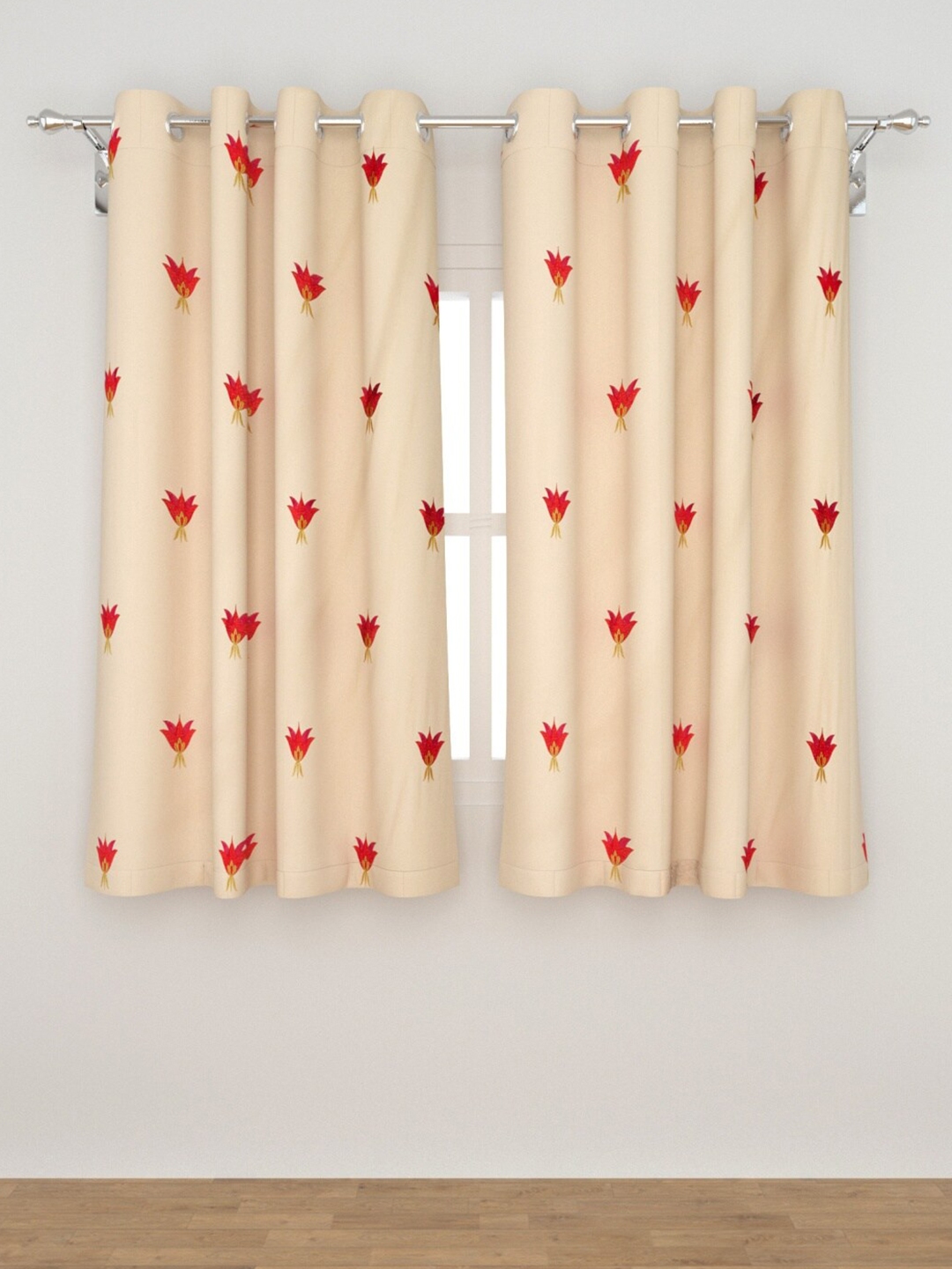Buy Home Centre Pink & Red Set Of 2 Ethnic Motifs Window Curtain ...