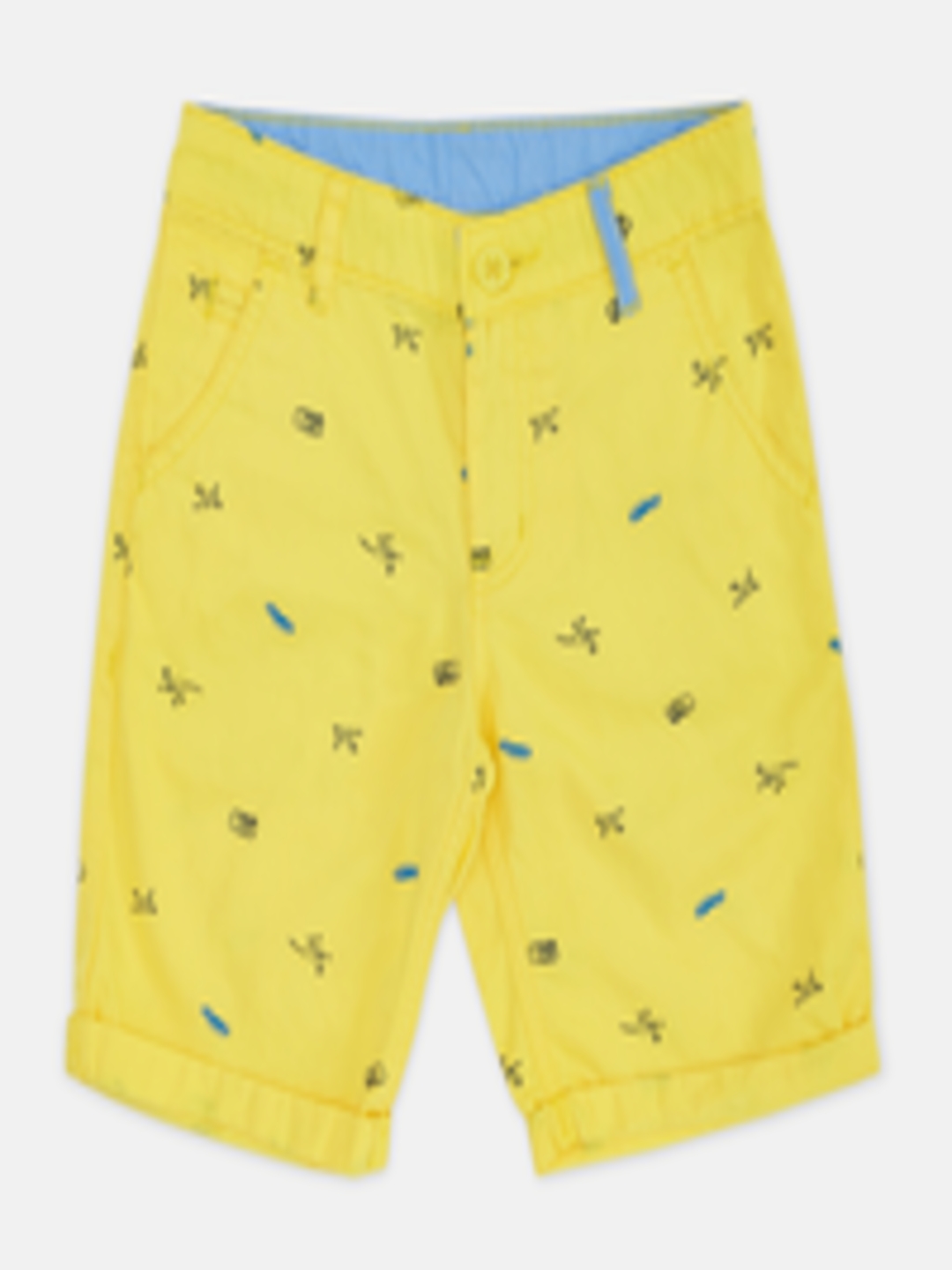 Buy Pantaloons Junior Boys Yellow Conversational Printed Mid Rise ...