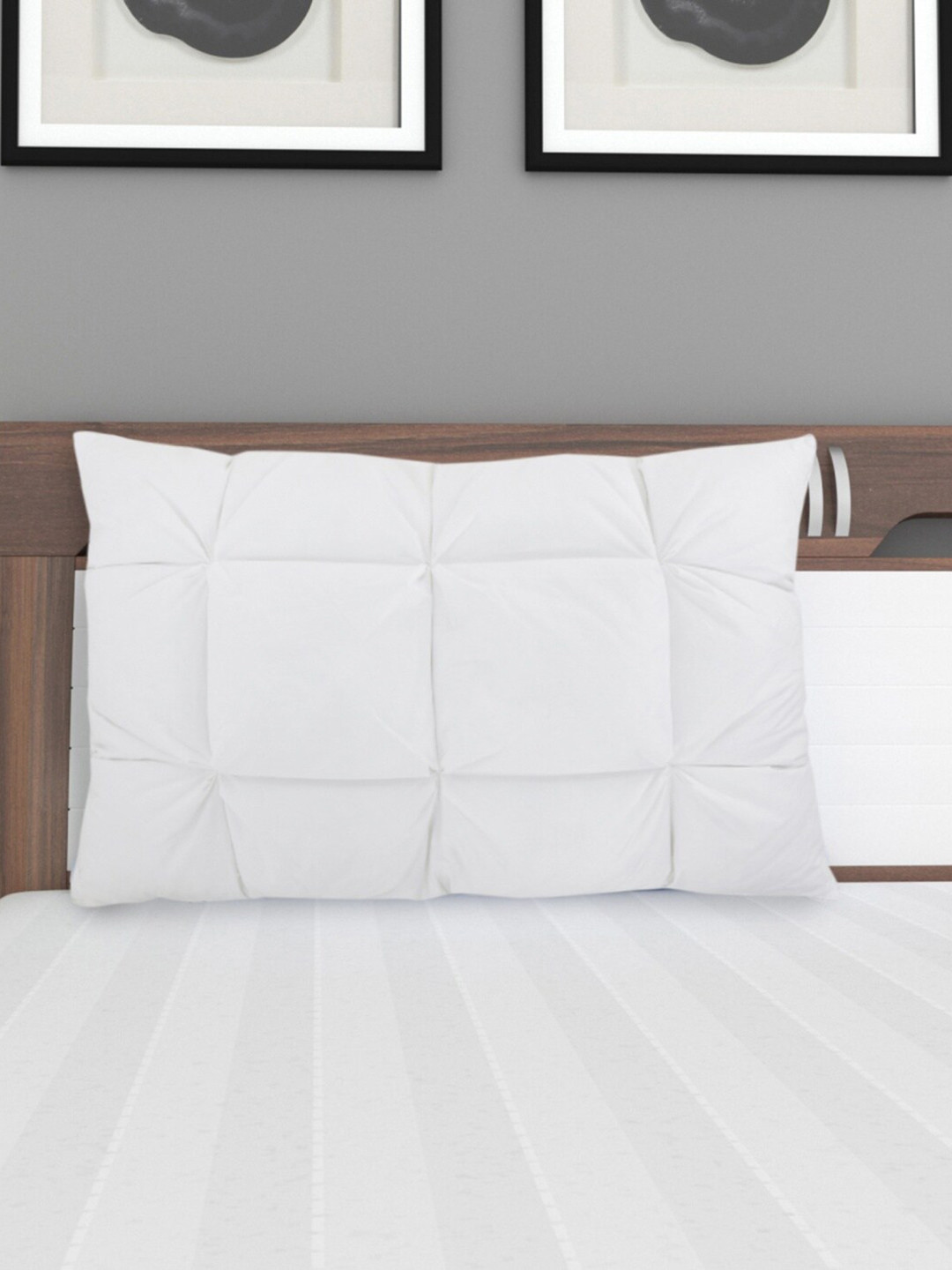 Buy Homecentre White Solid Cloud Tuck Tuck Pillow Pillows for Unisex