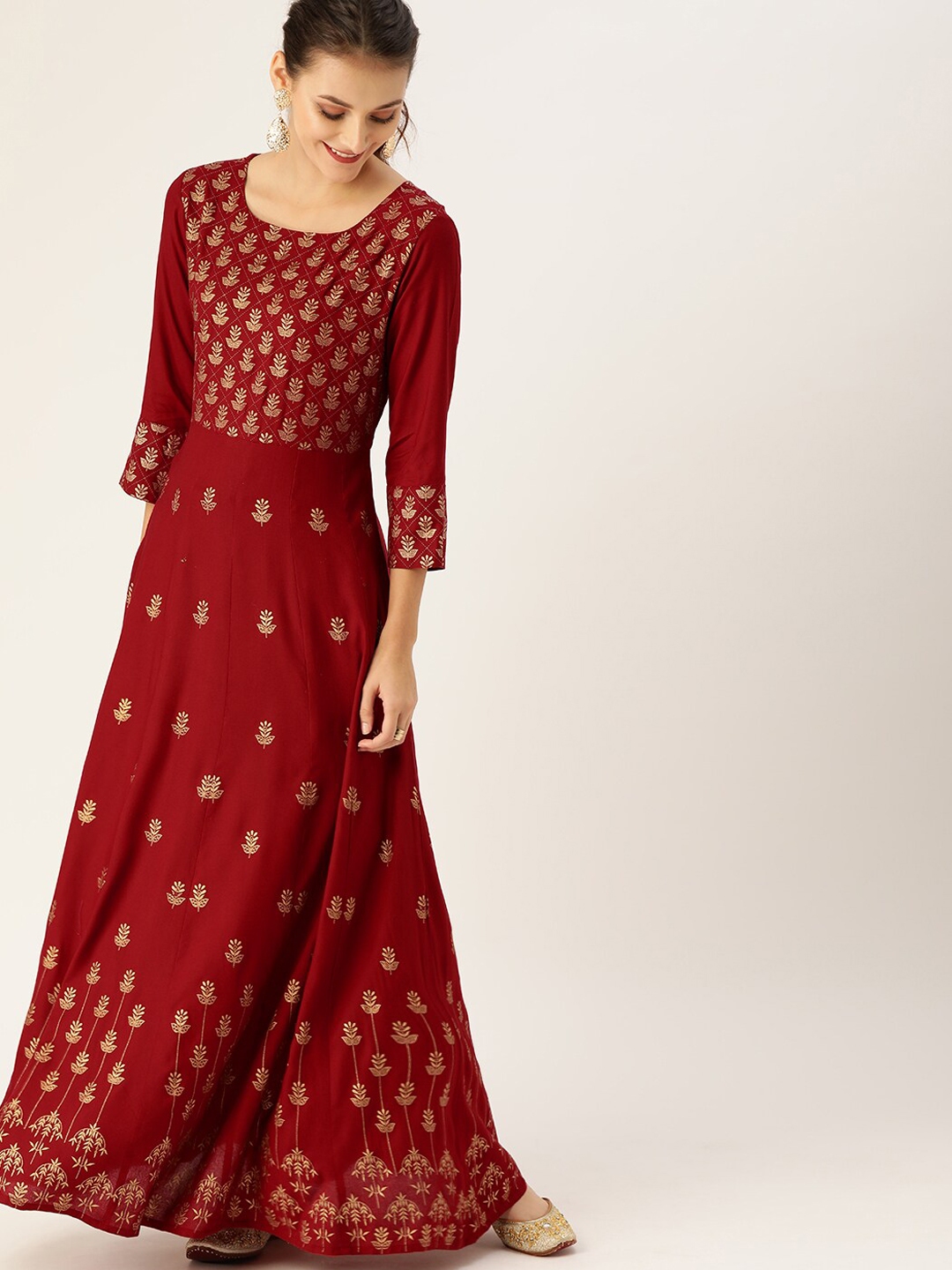 maroon ethnic gown