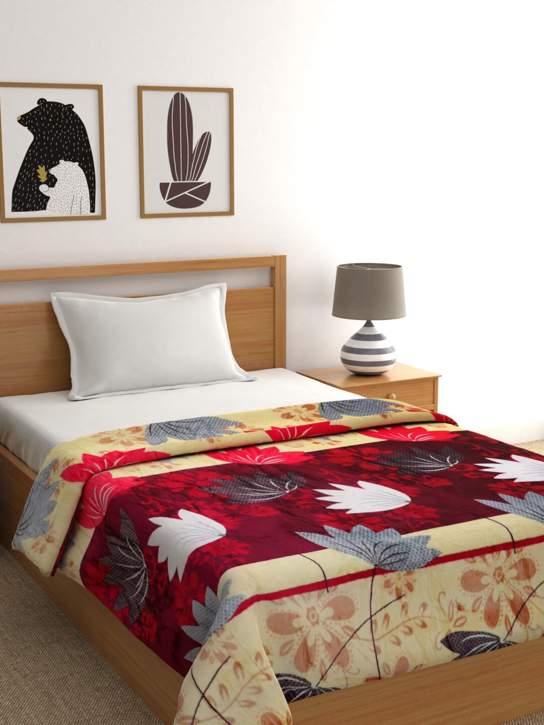 Buy Raymond Home Red & Beige Floral AC Room 233 GSM Single Bed Blanket Blankets Quilts And