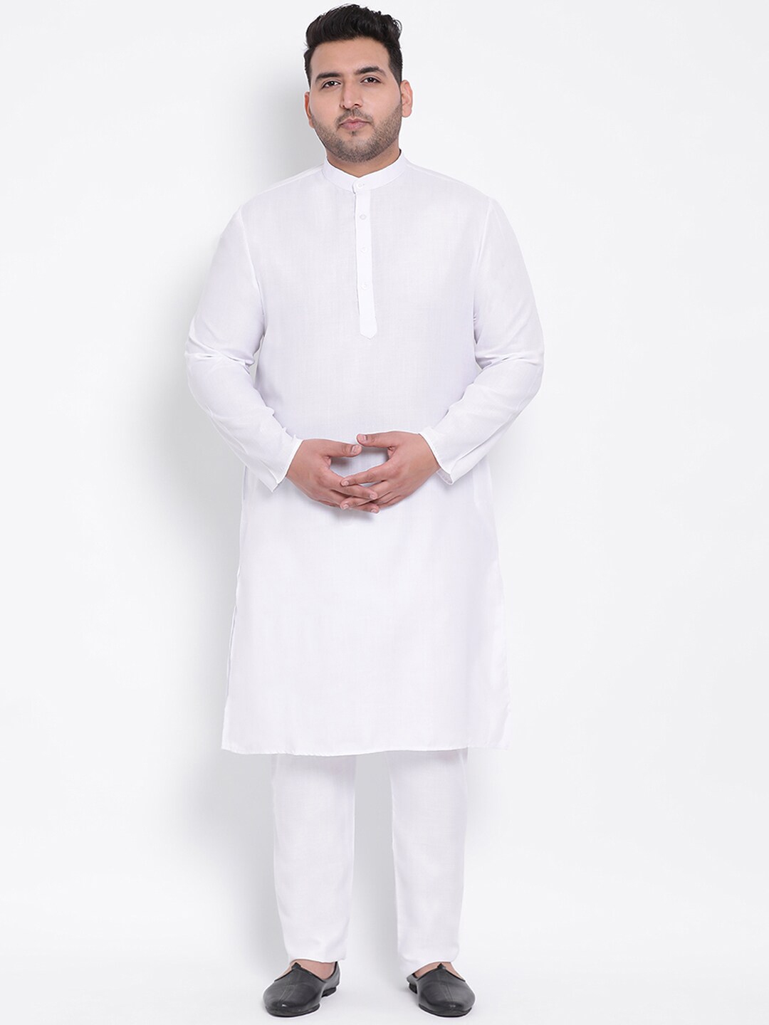 Buy Hangup Trend Men White Pure Cotton Kurta With Pyjamas - Kurta Sets ...