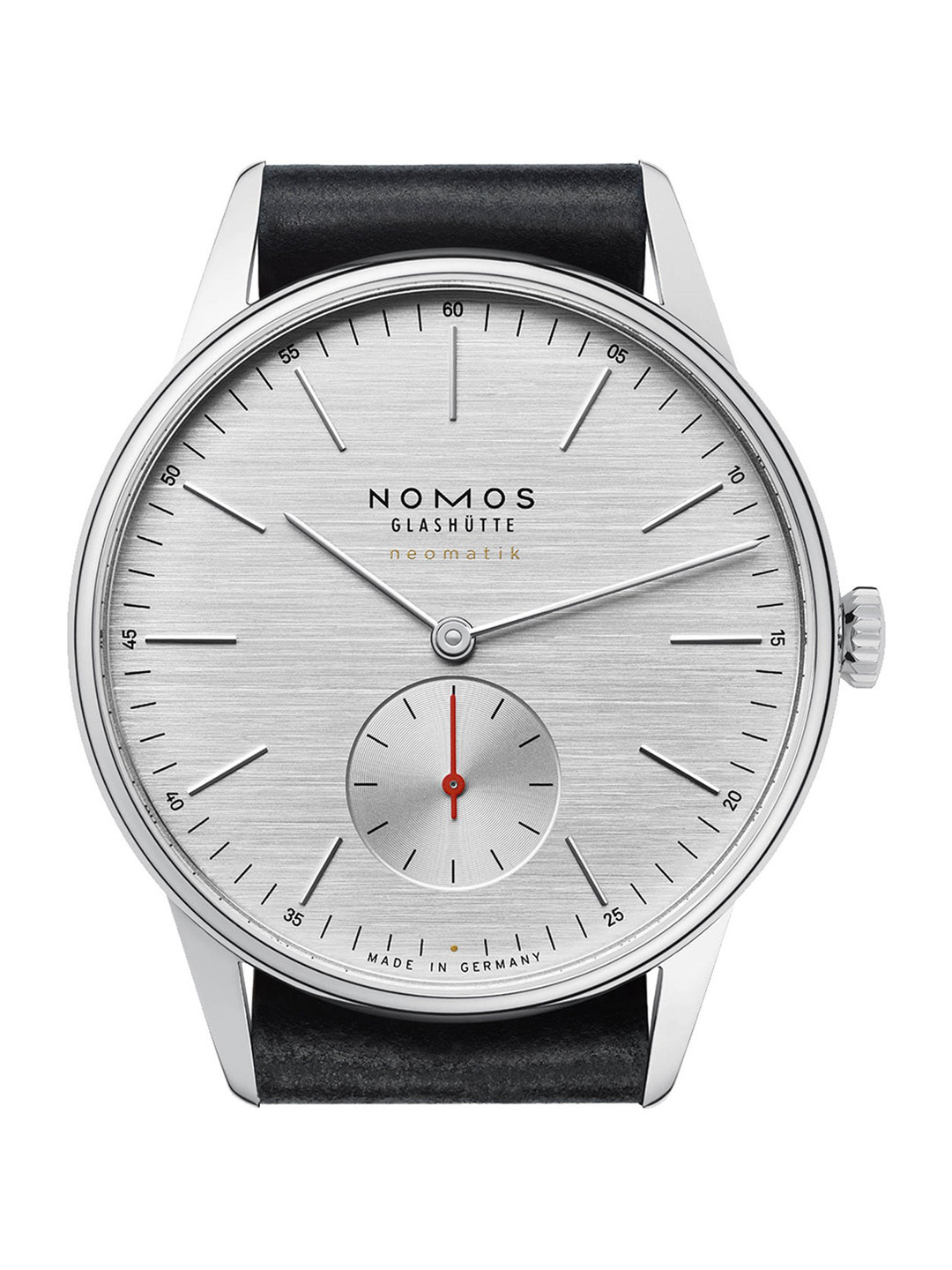 Buy Nomos Glashutte Men Silver Toned Dial & Black Leather Straps