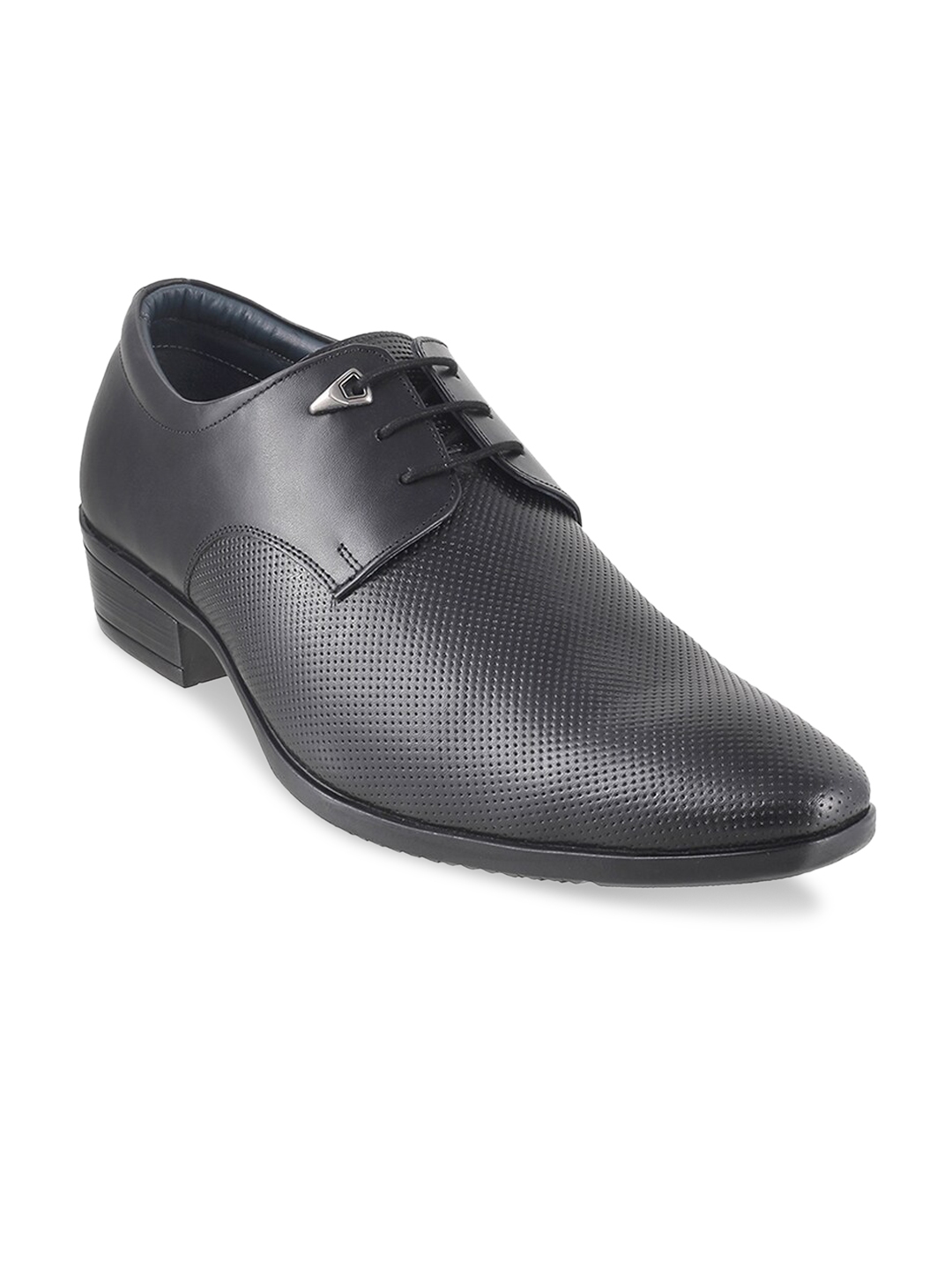 Buy Mochi Men Black Textured Leather Formal Shoes - Formal Shoes for ...