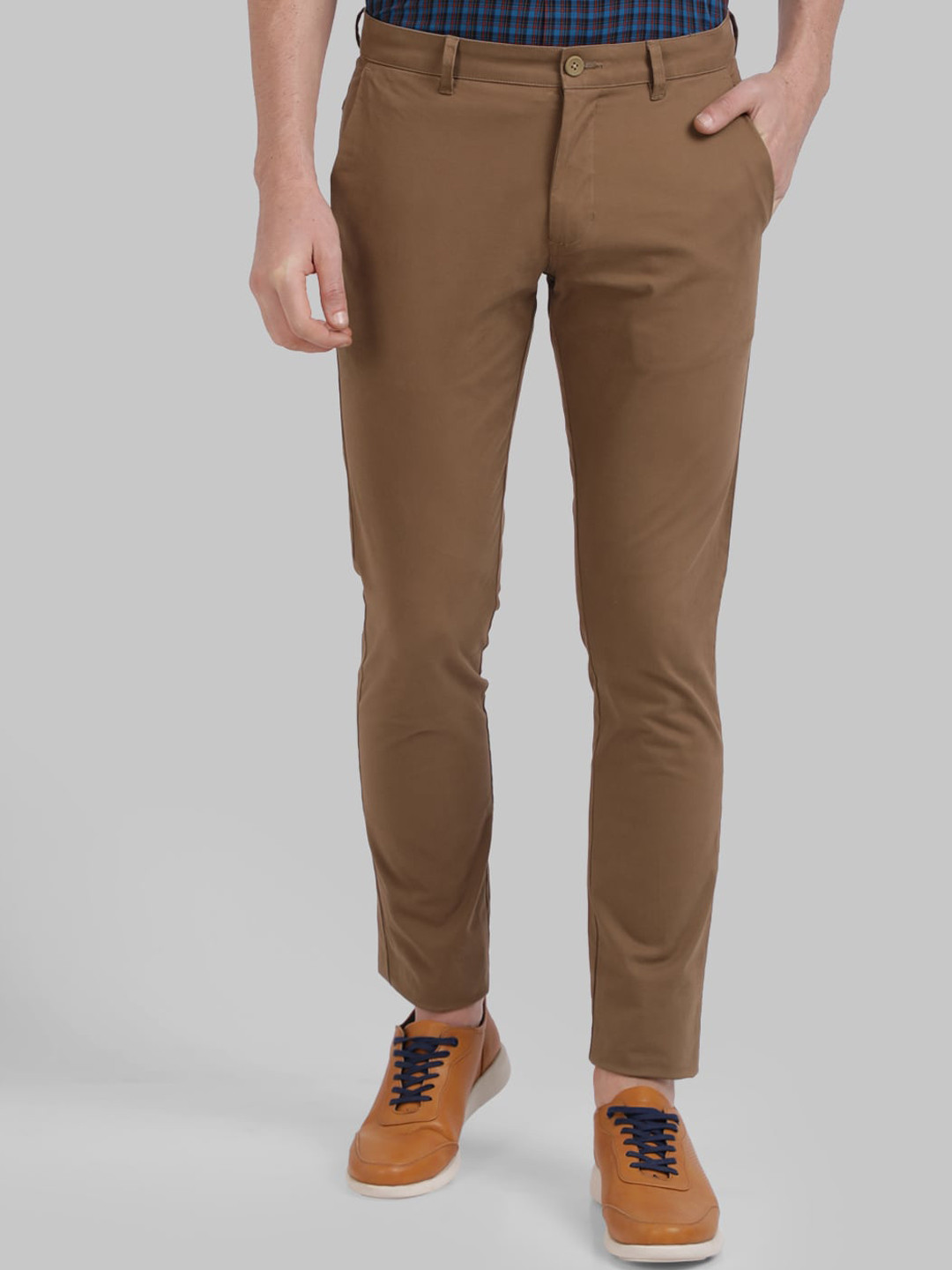 Buy Parx Men Brown Tapered Fit Regular Trousers - Trousers for Men ...
