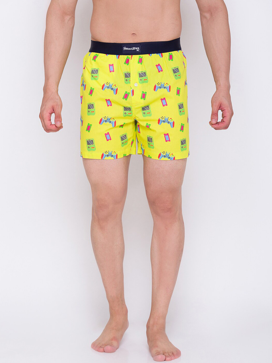 Buy Smugglerz Men Yellow & Green Gamer Printed Comfort Fit Pure Cotton