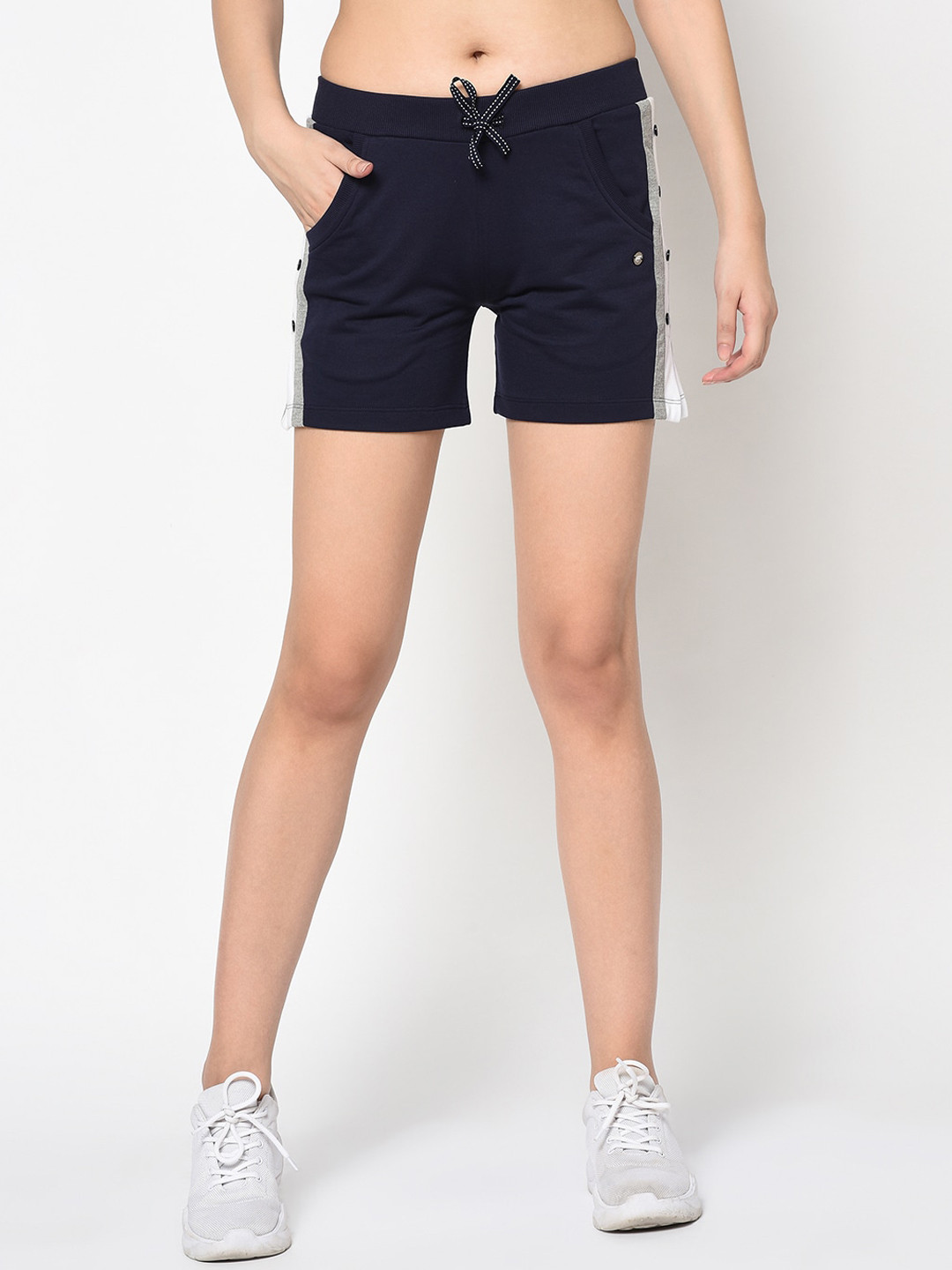 Buy FEMEA Women Navy Blue Solid Regular Fit Regular Shorts Shorts for