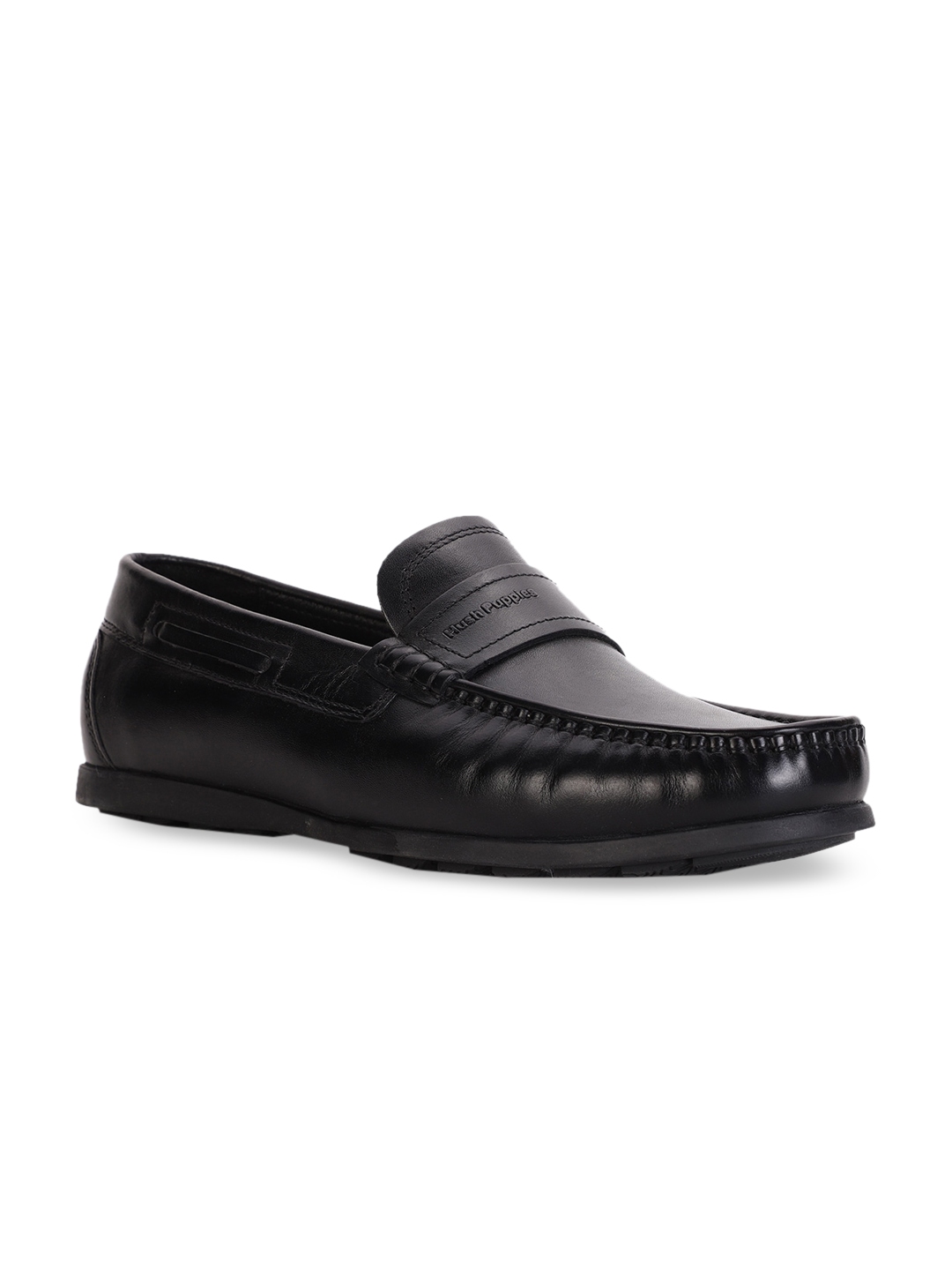 Buy Hush Puppies Men Black Solid Leather Formal Loafers - Formal Shoes ...