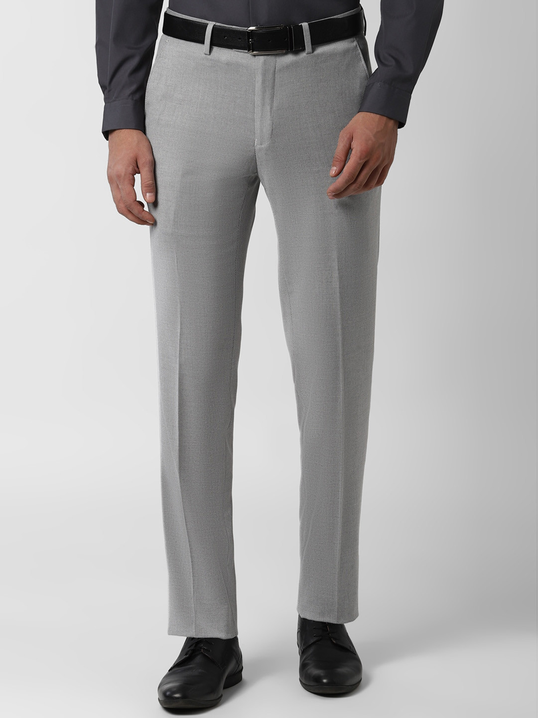 Buy Peter England Elite Men Grey Slim Fit Formal Trousers - Trousers ...