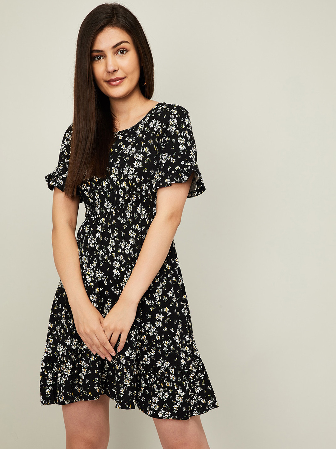 Buy Ginger By Lifestyle Women Black Floral Dress Dresses for Women