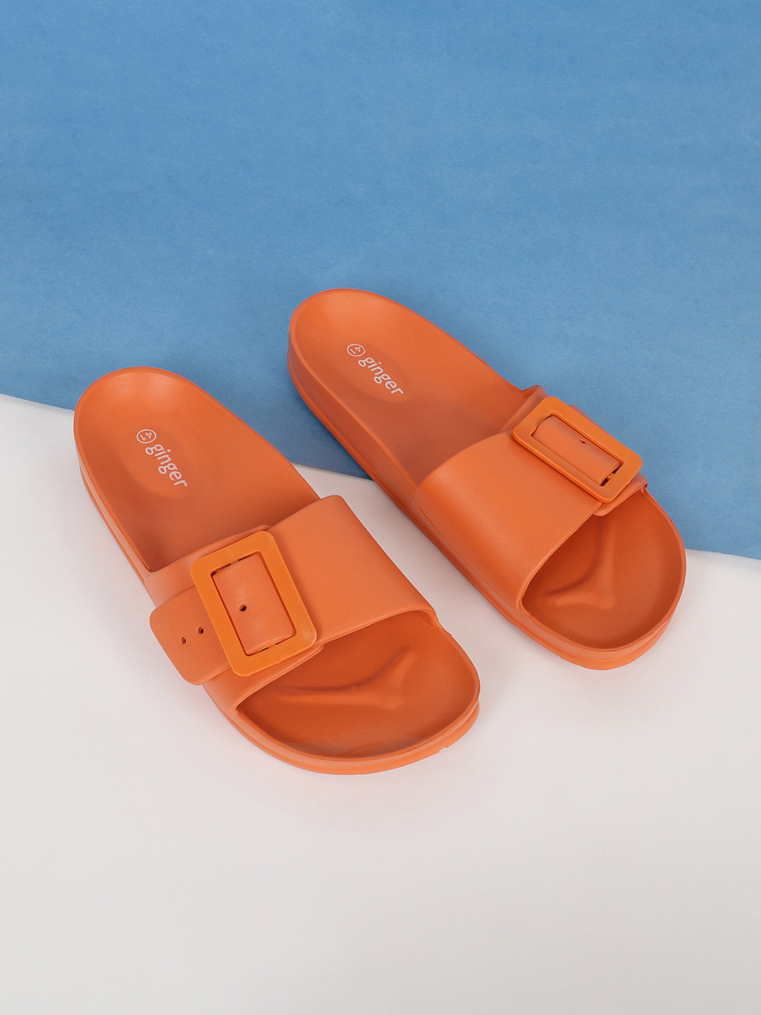 Buy Ginger By Lifestyle Women Orange Rubber Sliders Flip Flops for Women 14614040 Myntra
